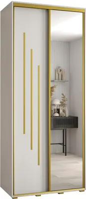 Produktbild von MEBLE KRYSPOL Davos 9 Schrank, zwei Türen - 235,2x110x60 cm - Weiß Weiß Gold