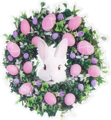 Image de Couronne de lapin de Pâques Couronne de Pâques artificielle suspendue avec des oeufs pour la décoration de la porte d'entrée au printemps
