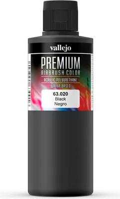 Obrázek produktu pro Vallejo 63.020, 200 ml, Černá, Matný, Láhev