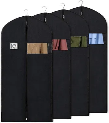 Obrázek produktu pro Tašky na šaty pro uskladnění, 60 x 152 cm, prodyšné materiály, dlouhé tašky na večerní šaty a kabáty, 4 ks
