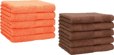 Produktbild von Betz 10 Stück Gästetücher 30x50 cm PREMIUM 100% Baumwolle Set Farbe: orange und nussbraun