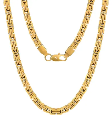 Produktbild von Kette Herren 4/6mm 18K Gold beschichtet Edelstahl Königskette Byzantinisch 45-65cm Golden-6mm