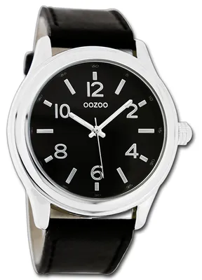 Produktbild von Oozoo Timepieces Damenuhr schimmernd Quarzuhr mit Lederarmband schwarz D3UOC4559A
