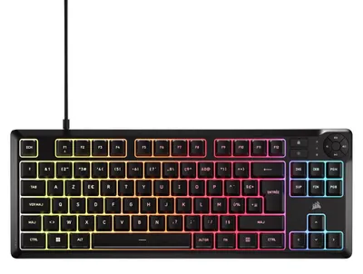 Produktbild von Corsair K55 TKL RGB-Gaming-Tastatur, Tenkeyless, 8 RGB-Zonen, FR-Layout, Schwarz