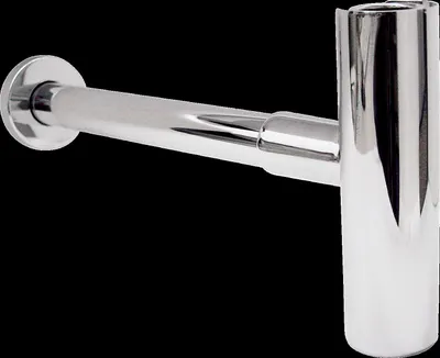 Image de Siphon KWC, en acier inoxydable, pour lavabo, chromé, avec sortie horizontale