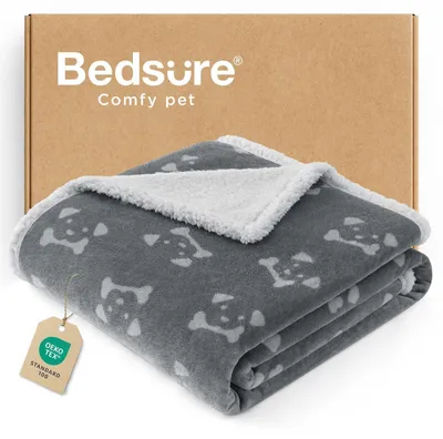 Produktbild von Hundedecke wasserdicht 102x76cm waschbar Sherpa Fleece Grau M