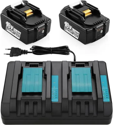 Image de 2 batteries de 18 V, 5,0 Ah, avec chargeur, pour outils 18 V