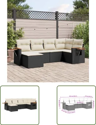 Produktbild von The Living Store 6-tlg. Garten-Sofagarnitur mit Kissen Schwarz Poly Rattan