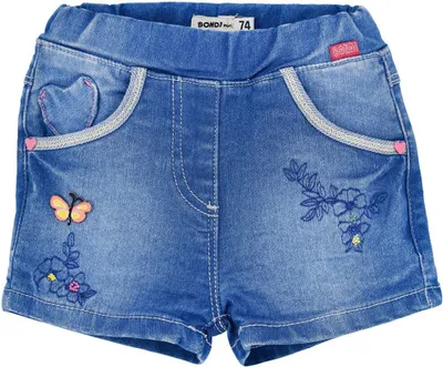 Produktbild von BONDI Baby Kinder Jeansshorts "Butterfly"- Blau 86584 | Kurze Jeans Größe: 68