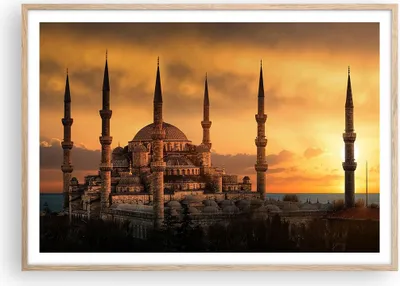 Produktbild von Gerahmtes Poster - Rahmen in heller Eiche - Sonnenuntergang istanbul türkei reise - 100x70 cm - Wand Bild - Wanddeko - Wandbilder - Wandposter - Bilderrahmen - Bilder - Kunstdruck - P2NAA100x70-2846