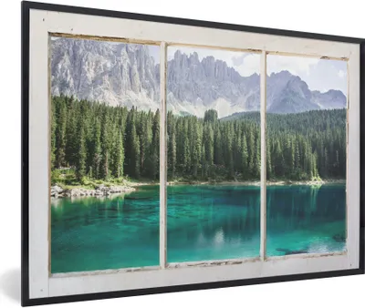 Produktbild von MuchoWow® MuchoWow® Gerahmtes Poster Aussicht - Baum - Wasser 30x20 cm - Poster mit zchwarzem Bilderrahmen - Kunstdruck - Bild-Poster