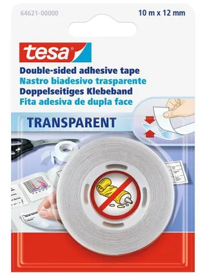 Produktbild von tesa Doppelseitiges Klebeband, transparent, 10 m x 12 mm