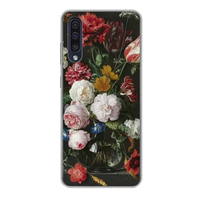 Produktbild von MuchoWow® Handyhülle Schutzhülle Hülle für Samsung Galaxy A50 Stilleben mit Blumen in einer Glasvase - Gemälde von Jan Davidsz. de Heem Silikon Softcase Handy Hülle - Mobiltelefonhülle