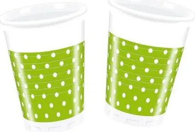 Immagine prodotto di Bicchiere di plastica a punti verdi 200 ml