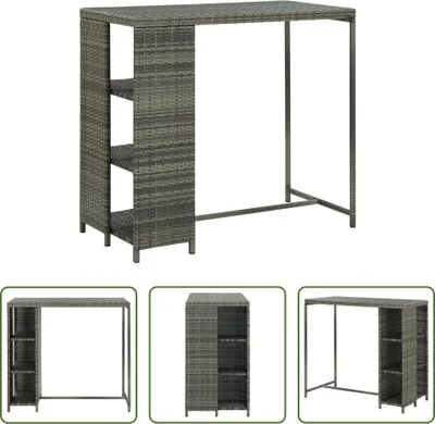 Immagine prodotto di The Living Store Tavolo da bar con ripiano grigio 120x60x110 cm in poly rattan