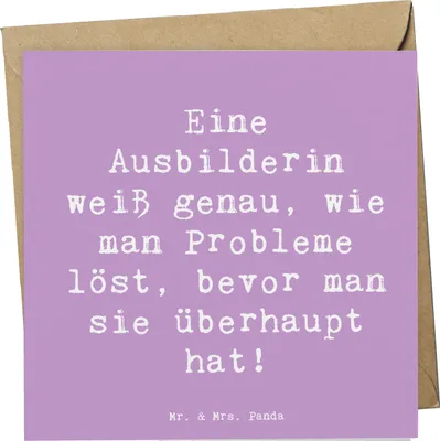 Produktbild von Mr. & Mrs. Panda Grußkarte Spruch Ausbilderin Weisheit - Lavendeltraum - Geschenk, Ausbildung, anlasskarte, Mentorin, faltkarte, doppelkarte, Glückwunschkarte, Klappkarte