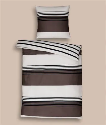 Produktbild von Janine Mako Satin Bettwäsche 2 teilig Bettbezug 135 x 200 cm Kopfkissenbezug 80 x 80 cm J. D. 87024-7-500 braun anthrazit