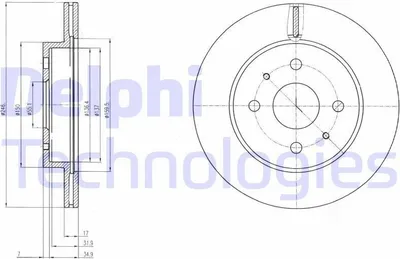 Produktbild von 2x DELPHI Bremsscheibe BG4128 für SUBARU JUSTY IV für DAIHATSU SIRION (M3_)