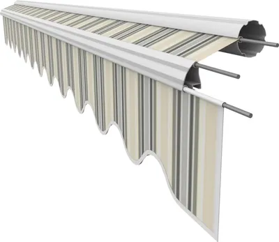 Produktbild von VANA Markisenstoff mit Volant für 3 x 2,5 m Markisen Markisenersatzstoff Markisentuch Sonnenschutz fertig genäht Maß 2,82 x 2,5 m Design SPD089