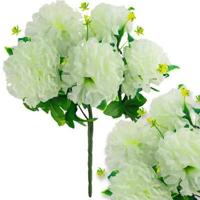 Produktbild von Künstliche Chrysantheme Kunstblumen Bukett Ecru 59 cm 5 Blüten Deko Blumenstrauß für Vase Grabdeko