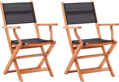 Produktbild von Gartenstühle 2 Stk. Klappbar Massivholz Eukalyptus & Textilene