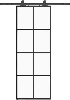 Zdjęcie produktu dla vidaXL Drzwi przesuwne z okuciem czarne 76x205 cm szkło ESG