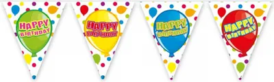 Produktbild von Happy Birthday Girlande mit Farbenfrohen Wimpeln 6 Meter