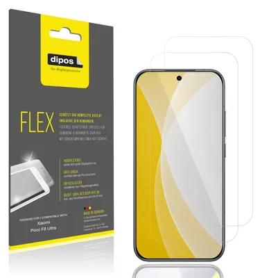 Produktbild von 2x Schutzfolie für Xiaomi Poco F8 Ultra Folie, 100% Displayabdeckung, dipos Flex