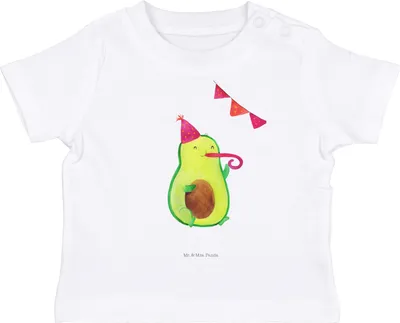 Produktbild von Mr. & Mrs. Panda Babyshirt Avocado Party 12. - 18. Monat - Weiß - Geschenk, Happy Birthday, T-Shirt Baby, Organic, Geburtstag,  Shirt