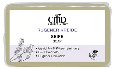 Zdjęcie produktu dla CMD Rügener Kreide Seife – Mydło roślinne o zasadowym pH, zawierające naturalny kred z wyspy Rügen i lawendę