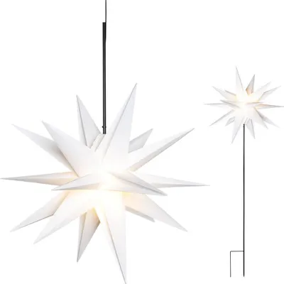 Produktbild von Sterntaler Dekostern | Weihnachtsstern Kunststoff | 18-Zacker mit Ständer | 55cm | Außen | LED | Netzstecker, Farbe:weiß