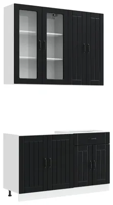 Produktbild von vidaXL Kücheneinheit LUCCA 4 stk. Schwarz Holzwerkstoff