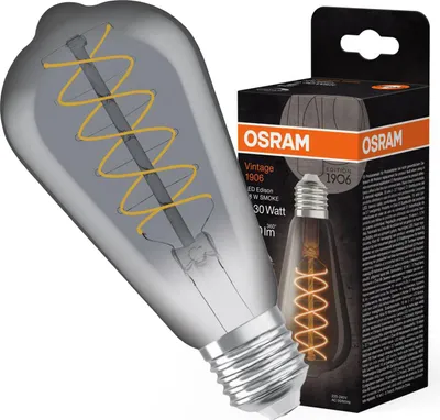 Zdjęcie produktu dla Żarówka LED Dekoracyjna ST64 Edison E27 7.8W = 30W 360lm 1800K Ciepła 320° Dymiona Filament Ściemnialna Vintage 1906 Osram