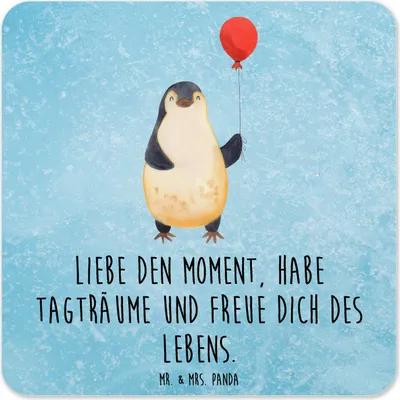 Produktbild von Mr. & Mrs. Panda Untersetzer für Gläser Pinguin Luftballon 15er Set - Eisblau - Geschenk, Tassenuntersetzer, Coaster, Glas-Untersetzer, Flaschenuntersetzer, Liebe