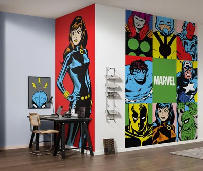 Produktbild von Komar Vlies Fototapete - Marvel PowerUp Widow - Größe: 100 x 250 cm (Breite x Höhe) - 2 Bahnen