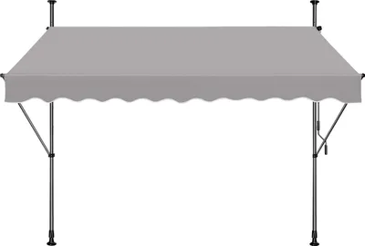 Produktbild von JOIEYOU Klemmmarkise 250 cm Breit Balkon Markise Ohne Bohren Balkonmarkise mit Handkurbel Höhenverstellbar Sonnenschutz Wetterfest, 250x120 cm Hellgrau
