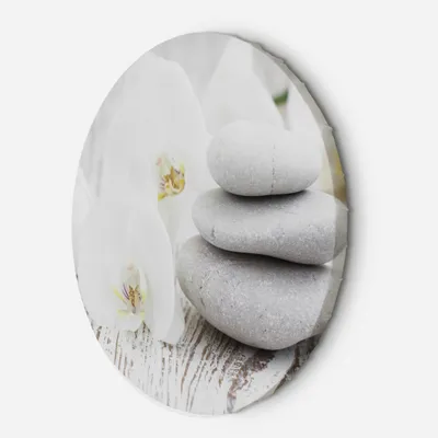 Produktbild von Leinwandbild rund Weiße Orchidee und Steine 80x80 Feeby Weiß bild für die wand bereit zum aufhängen