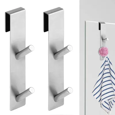Immagine prodotto di TRANKIELO® - Gancio per doccia, 17,8 cm - Acciaio inossidabile, nero opaco - Porta asciugamani senza foratura, adatto per porte doccia in vetro
