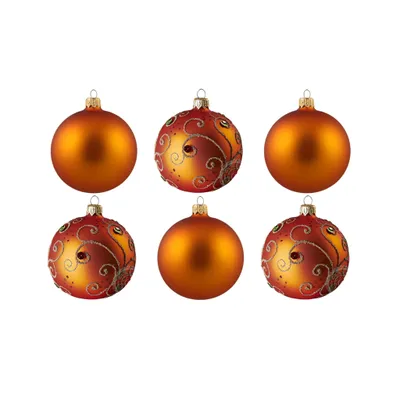 Produktbild von Set aus orange Weihnachtskugeln Matt