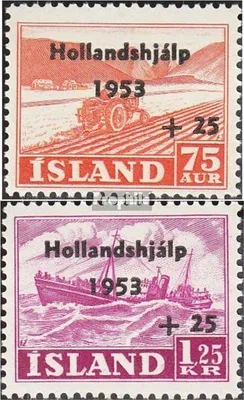 Produktbild von Briefmarken Island 1953 Mi 285-286 (kompl.Ausg.) postfrisch Hochwassergeschädigte