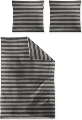 Produktbild von Irisette Mako-Satin Bettwäsche-Garnitur Wave-HK 8559  Farbe grau  135x200+80x80cm