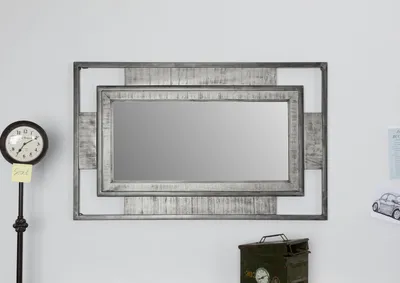 Produktbild von MASSIVMOEBEL24 Spiegel Mango 76x4x122 grau lackiert HEAVY INDUSTRY #155