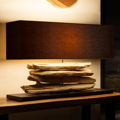 Produktbild von Handgearbeitete Tischlampe RIVERINE 80cm schwarz Treibholz Tischleuchte Nachttischlampe Wohnzimmer