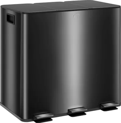 Produktbild von HOMCOM Mülleimer 3x20L Abfalleimer aus Edelstahl mit Softclose Deckel Schwarz