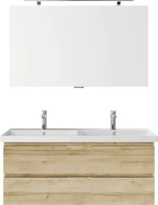 Produktbild von Pelipal Badmöbel-Set Serie 4035 BxHxT 120 x 200 x 45 cm Frontfarbe eiche riviera mit Waschtisch Keramik weiß und Keramik