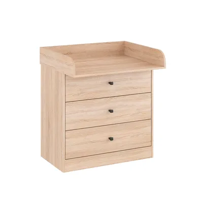 Produktbild von KOMTO Lulliblox M3 Wickelkommode mit Schubladen - Babykommode mit Wickelauflage, Wickeltisch, Wickelschrank mit abnehmbarem Wickelset, Sonoma