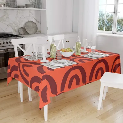 Tischdecke 140x160 cm, Polyester, wasserabweisend, Orange Bordeaux