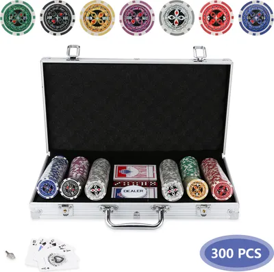 Produktbild von EINFEBEN Pokerchips Kartenspiele Laser 300 Chips Pokerset Kartenspiel Marke Pokerkoffer Alu Profi