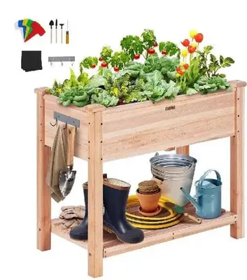 Image de Jardin surélevé en bois pour herbes/plantes - Jardinière - Pot à herbes - Bac à légumes - Étagère à plantes