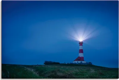 Produktbild von ARTland Leinwandbild Leuchtturm Westerheversand am Abend Größe: 60x40 cm